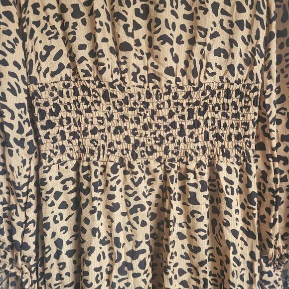 Baum Und Pferdgarten Womens 4 34 Amber Midi Dress Leopard Print Smocked Waist - Picture 8 of 14